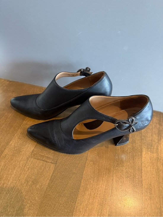 John Fluevog Shoes - John Fluevog Black Leather Women's Cutout Heels with Bow Accent